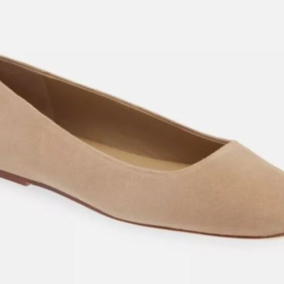 NWT Vince Women's Cesta Square Toe Ballet Flat Natural Suede Size 8 Fall - Picture 3 of 9